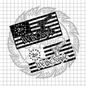 US Flag - 2nd Amendment - 1911 - We The People dxf/svg