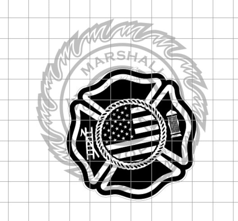 Fire Rescue Logo Blank with Flag dxfsvg