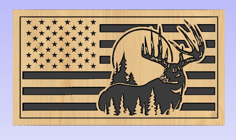 Download US Flag Buck Scene dxf/svg | Etsy