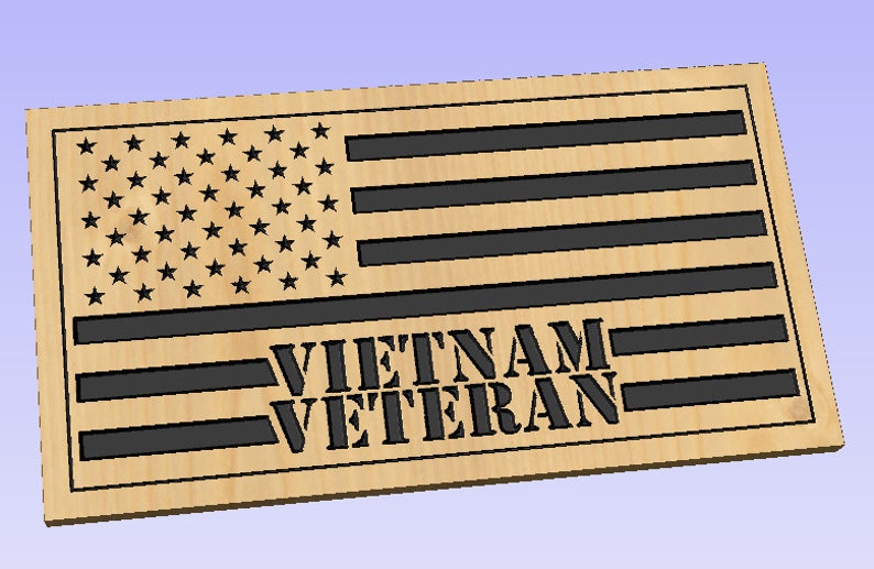 Download US Flag Vietnam Veteran Double Line dxf/svg | Etsy