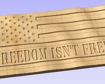 3D US Flag - Freedom Isnt Free text #1 crv File