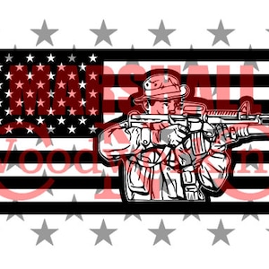 US Flag - Military Soldier dxf/svg