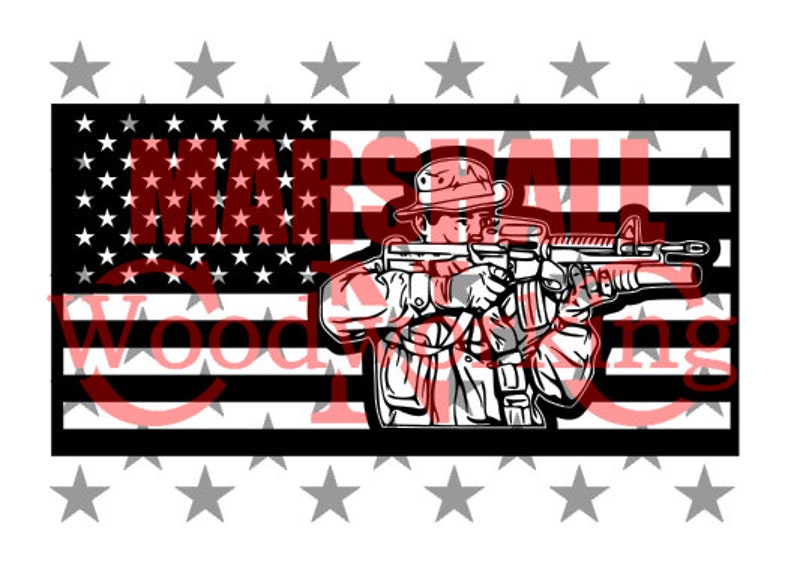 Download US Flag Military Soldier dxf/svg | Etsy