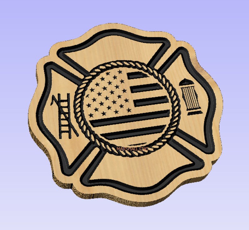 Fire Rescue Logo Blank with Flag dxfsvg
