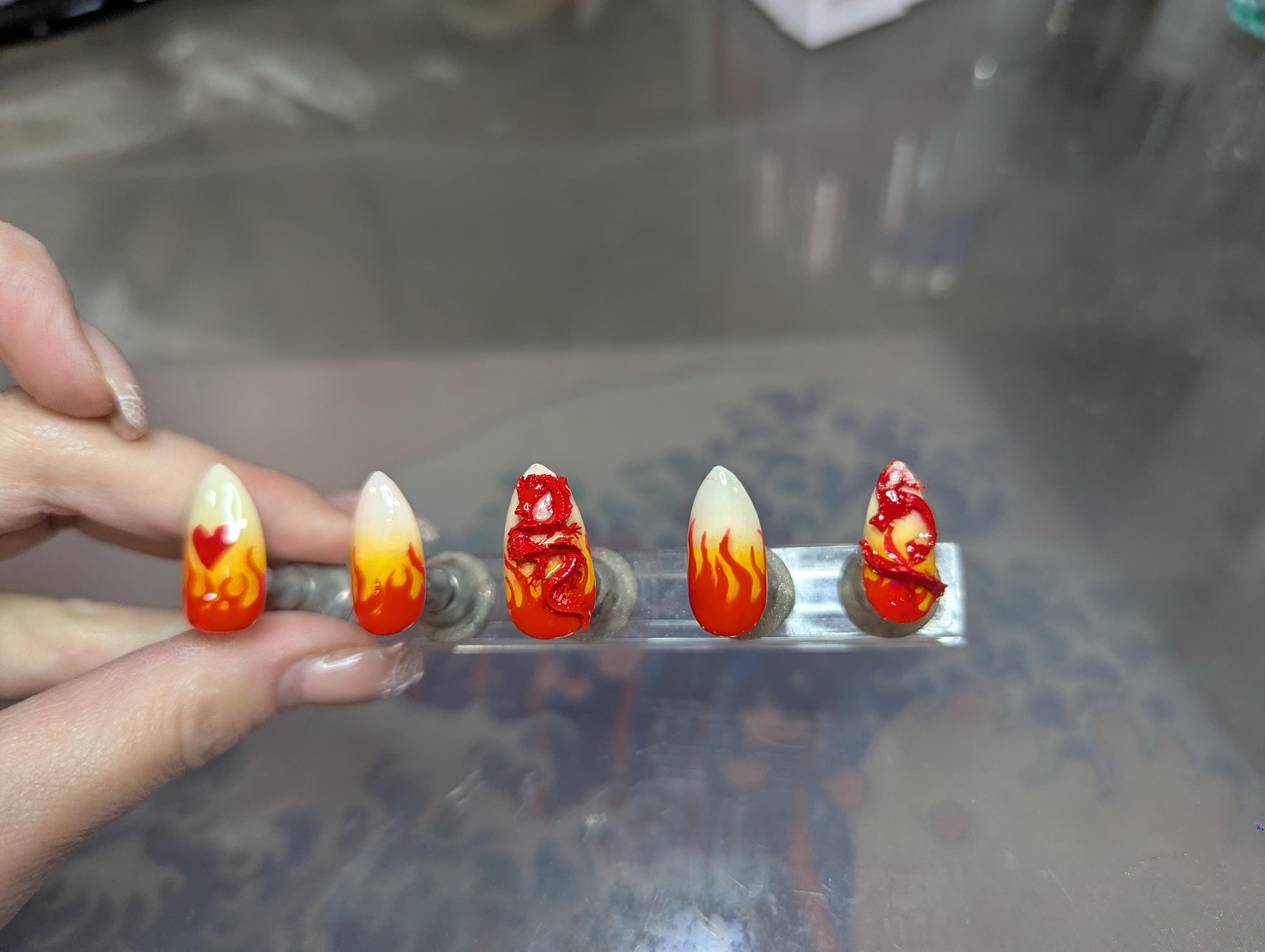 Flame anime inspired Press On Nails Complete Kit Custom Handmade