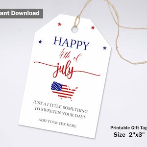 Etiqueta del 4 de julio, etiquetas de regalo imprimibles del 4 de julio, etiqueta del día de la independencia, etiqueta de fiesta del 4 de julio, descarga instantánea