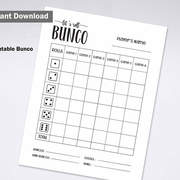 Printable Christmas BUNCO party game, Score Card,Tally Sheet, bunco score sheet, Christmas party game, Fun party idea cards