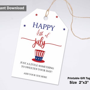 Printable 4th of july favor tags, 4th of July, patriotic tag, independence day Tag, happy 4th of July Favor Tags template
