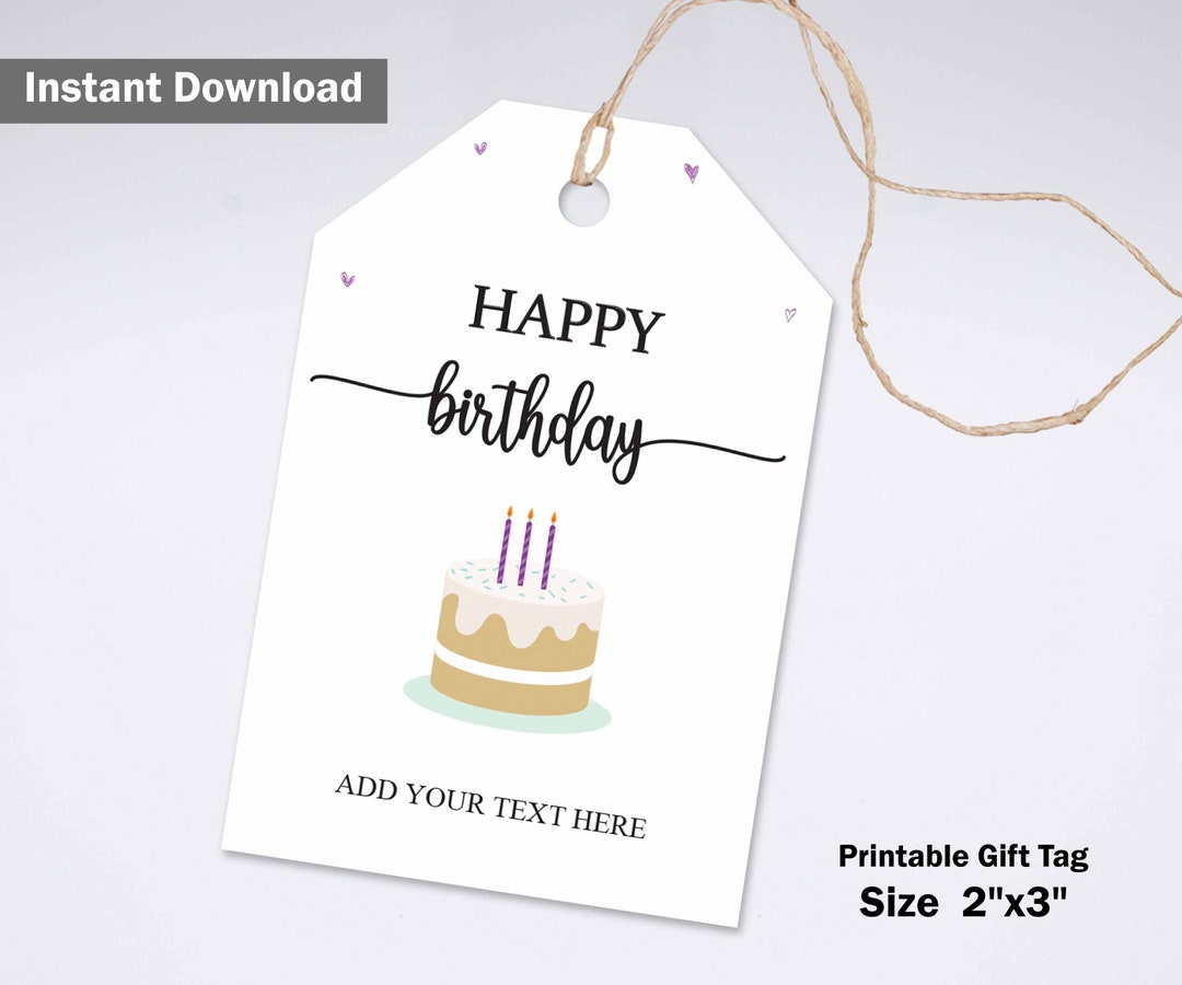 Editable Happy Birthday Tags Happy Birthday Cake Tags - Etsy