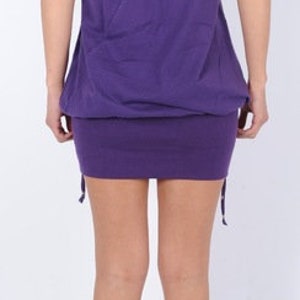 Tunique robe violet dos nu en coton bas extensible et ajustable OSHI image 5