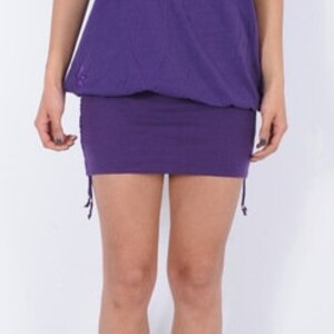 Tunique robe violet dos nu en coton bas extensible et ajustable OSHI image 4