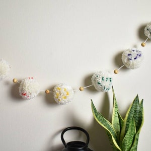 Neutral Rainbow Pom Pom Garland | Muted Rainbow | Boho Nursery Decor | Mantle Garland | Jewel Tones Rainbow | Pride Decor