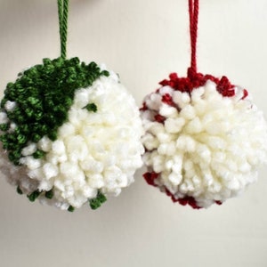 Holiday Pom Pom Ornaments | Boho Christmas | Rustic Farmhouse | Stocking Embellishment | Gift Tag Accent | Door Knob Hangers | Red & Green