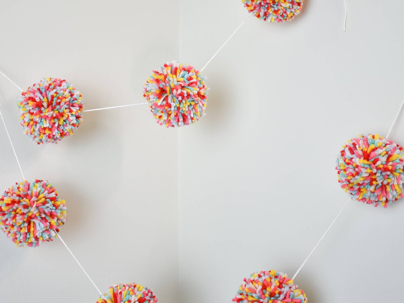 Colorful Large Pom Pom Garland Giant Pom Poms Chunky Festive Decor