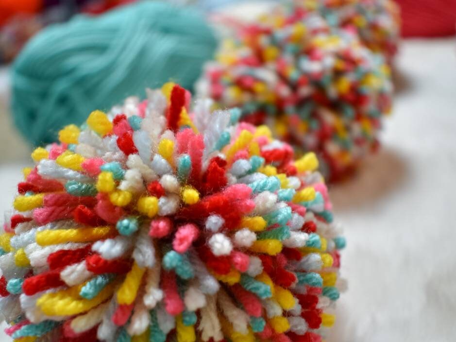 Colorful Large Pom Pom Garland Giant Pom Poms Chunky Festive Decor