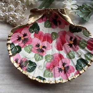 Emma Bridgewater Pansies Scallop Shell Jewellery Dish: Gold Trinket Holder