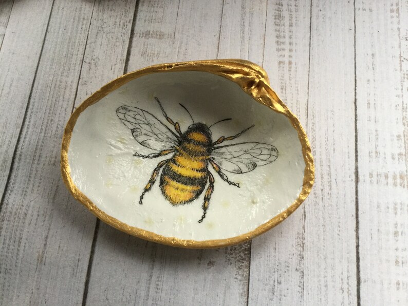Set of 3 Honey Bee Tea Light Holders. Decoupaged Shells. Bee Etsy