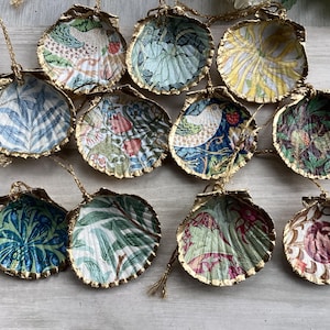 William Morris Designs Hanging Mini Scallop Shell Ornaments.