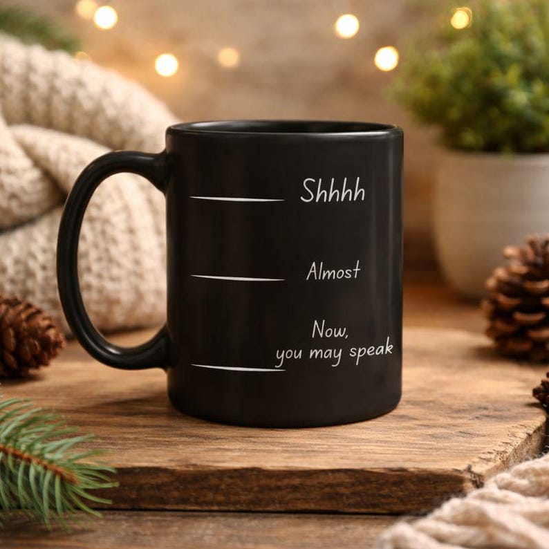 Shhhh nu mag je spreken koffiemok grappig sarcastisch kantoorhumor cadeau ochtendkoffie vullijn beker 11oz keramiek afbeelding 1