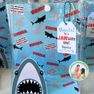 JAWS Shark Theme Party Favor Bags, Custom Clear Candy Bags, JAWS Candy Bags, JAWS Party Favor Birthday Bags, Shark Birthday Decorations
