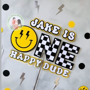 ONE Happy Dude Cake Topper, ONE Happy Dude Cupcake toppers, One cool dude birthday decor, Cool dude first birthday party