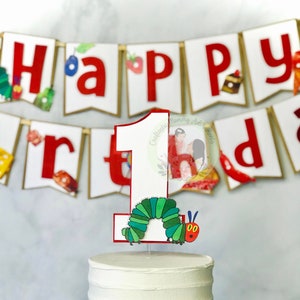 The Very Hungry Caterpillar Birthday Banner, The Very Hungry Caterpillar Cake Topper, The Very Hungry Caterpillar Party Decorations,