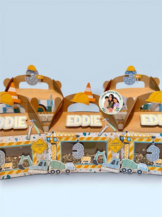 Construction Birthday Theme Party Favor Boxes, Construction Birthday Party Decor, Modern Construction Birthday Theme