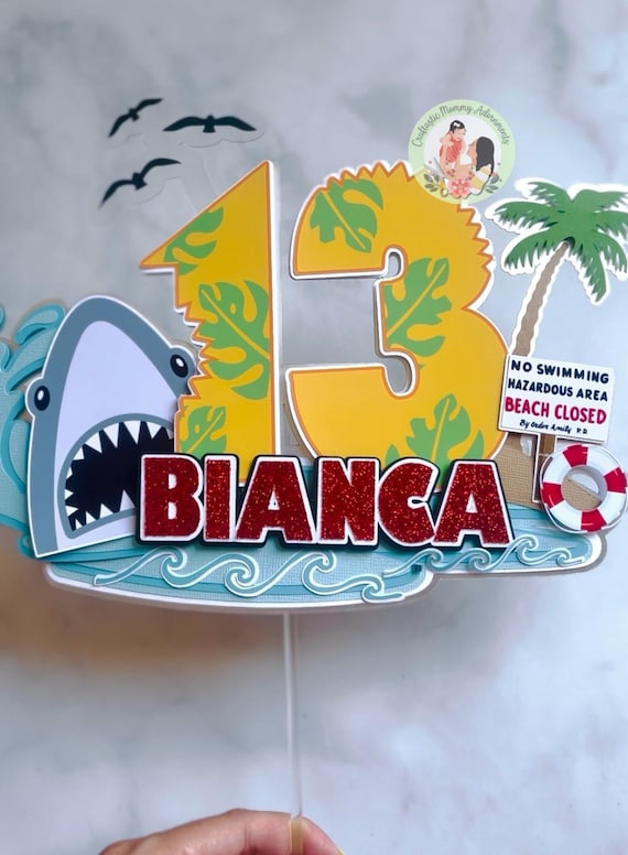 JAWS Birthday Cake Topper, JAWS Birthday Party Decorations, Shark Theme Cake Topper, Jaws Birthday Party