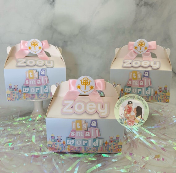 Small World After all Gable Boxes, Pastel Small World Party Favor Boxes, Custom theme gable boxes