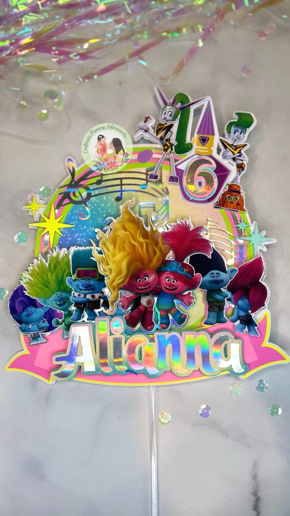 Trolls Band Together Birthday Cake Topper, Custom Birthday Theme Party Decor, Birthday Cake Topper