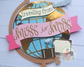 Traveling from Miss to Mrs Cake Topper, Bridal Shower Cake Topper, Miss to Mrs Bridal Shower Decor, Bride to Be Cake Topper