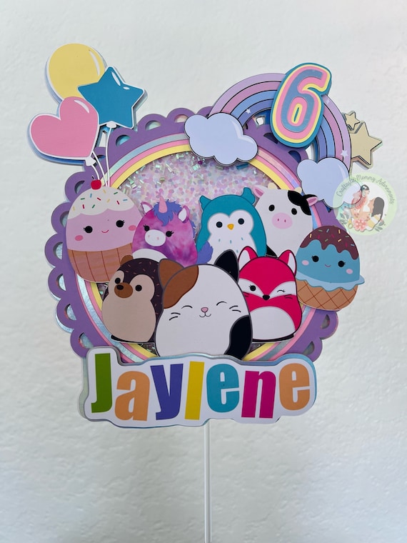 Squishmallows birthday cake topper, squishy theme party decor, squishmallows birthday party decor