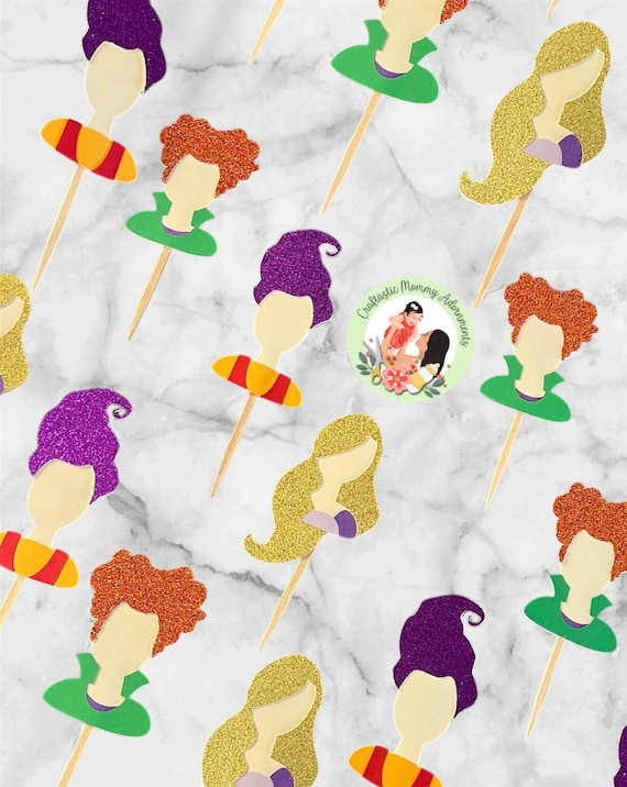 Hocus Pocus Cupcake Toppers, Hocus Pocus Party, Disney Halloween Party, Halloween Candy Table Hocus Pocus Decorations  Sanderson Witch Party