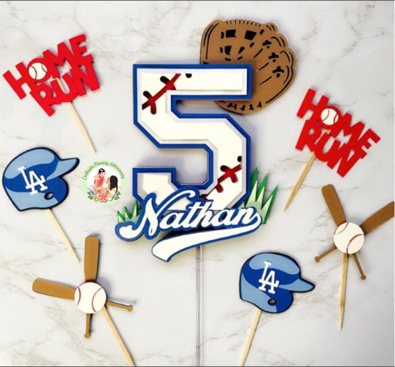 Dodgers Baseball Birthday Cake Topper, Dodgers Cake Topper, Dodgers Birthday Party Decorations, Baseball Themed Birthday, Baseball Cake