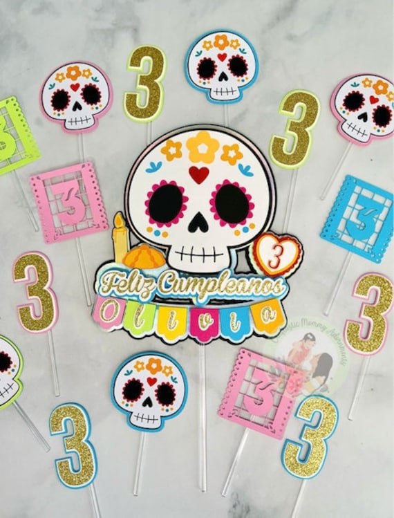 Dia de Los Muertos Cake Topper, Day of the Dead Birthday, Sugar Skull Birthday, Sugar Skull Cake Topper, Sugar Skull Party, La Catrina