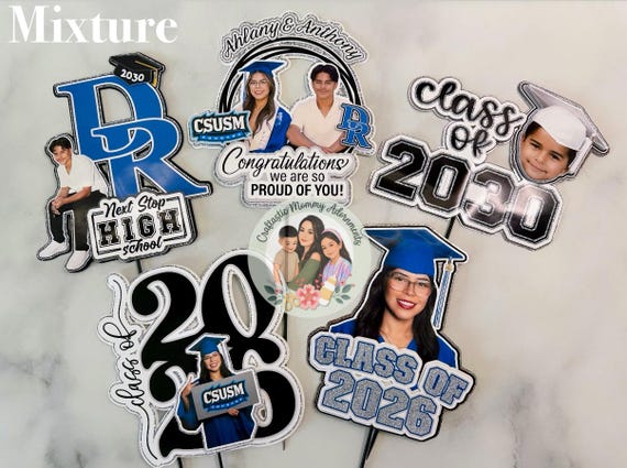 Custom Graduation Centerpiece Sticks | Personalized Photo Graduation Table Decorations | Class of 2026, 2027, 2028, 2029, 2030