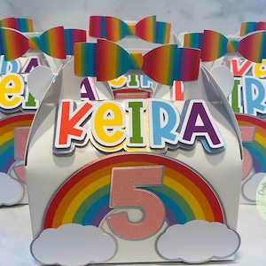 Rainbow Theme Birthday Party Favor Boxes, Rainbow Theme Gable Boxes, Custom Gable Boxes, Rainbow Birthday Party Decor