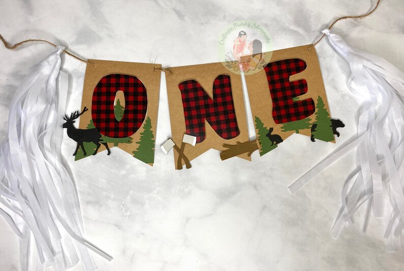 Buffalo Plaid High Chair Banner Lumberjack First Birthday High Chair Banner Wild One High Chair Banner