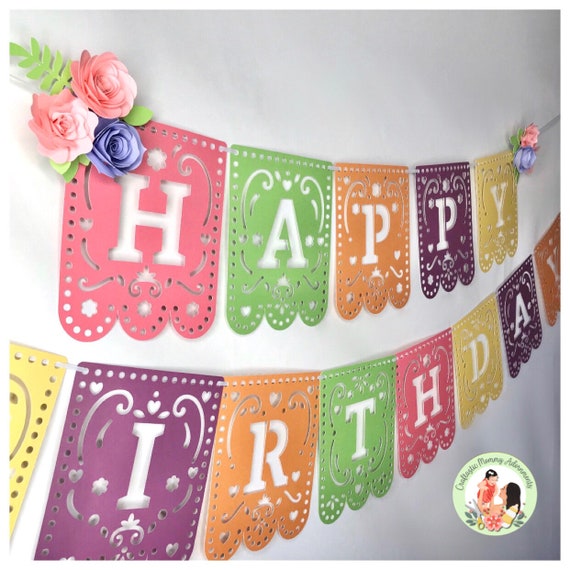 Fiesta Birthday Banner, Papel Picado Birthday Banner, Chic Fiesta Birthday Banner, Festive Celebration Birthday Banner