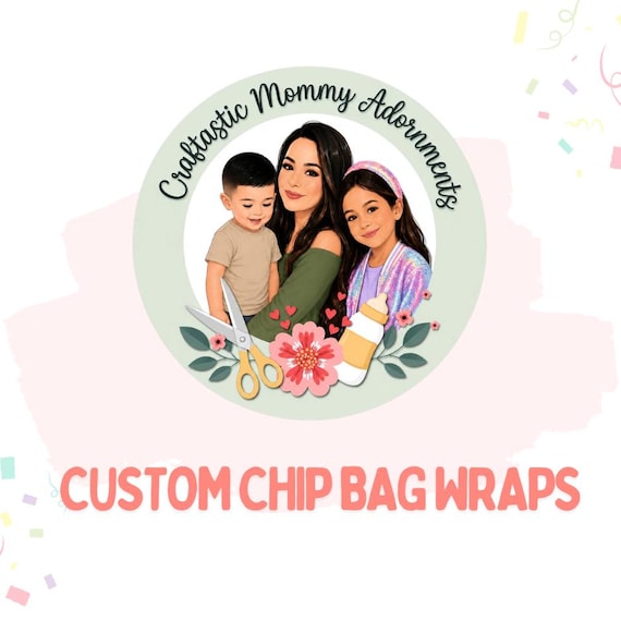 Custom Chip Bag Wraps,Custom Chip Bag Wrappers, Custom Party Treats, Personalized Wrappers, Personalized Party Favor Wrappers
