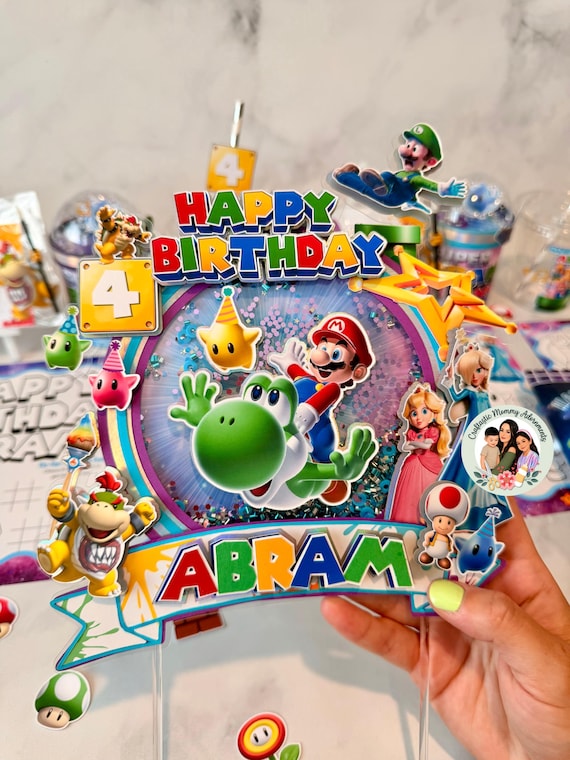 Mario Galaxy Birthday Cake Topper, Mario Galaxy Cake Topper, Super Mario Birthday Decor, Mario Galaxy Birthday Theme