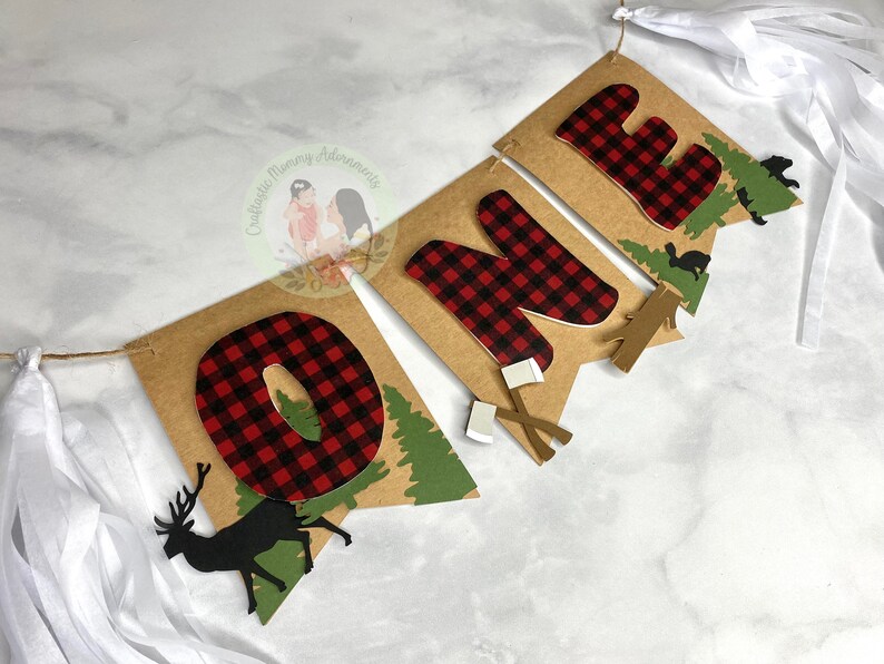 Buffalo Plaid High Chair Banner Lumberjack First Birthday High Chair Banner Wild One High Chair Banner