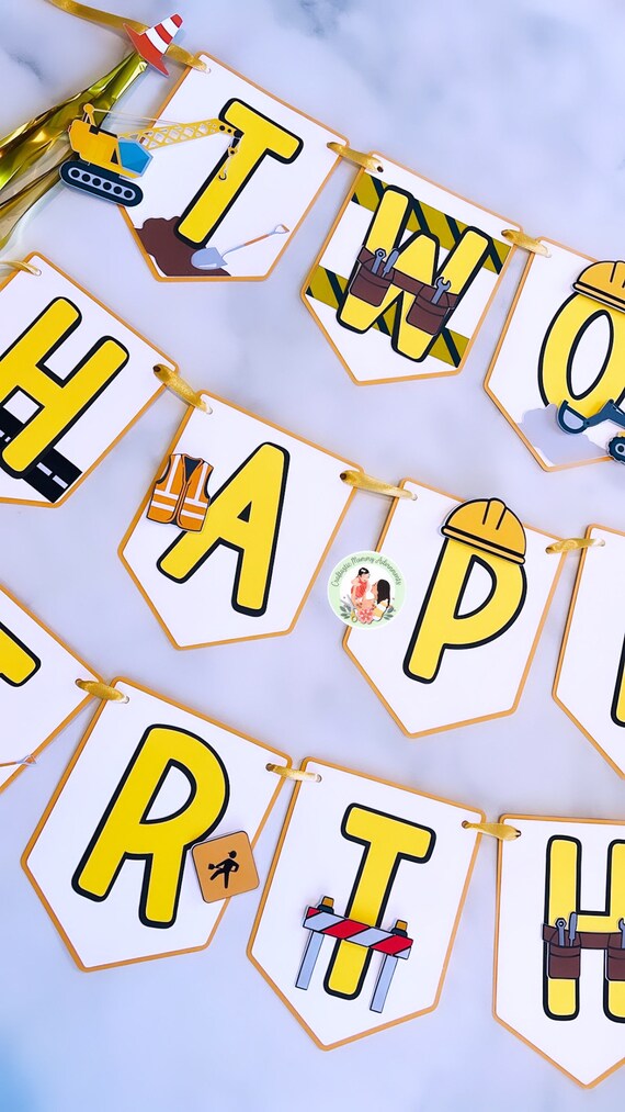 Construction Theme Birthday Banner, Construction Party, Construction Happy Birthday Decorations, Excavator Party, Under Construction Party
