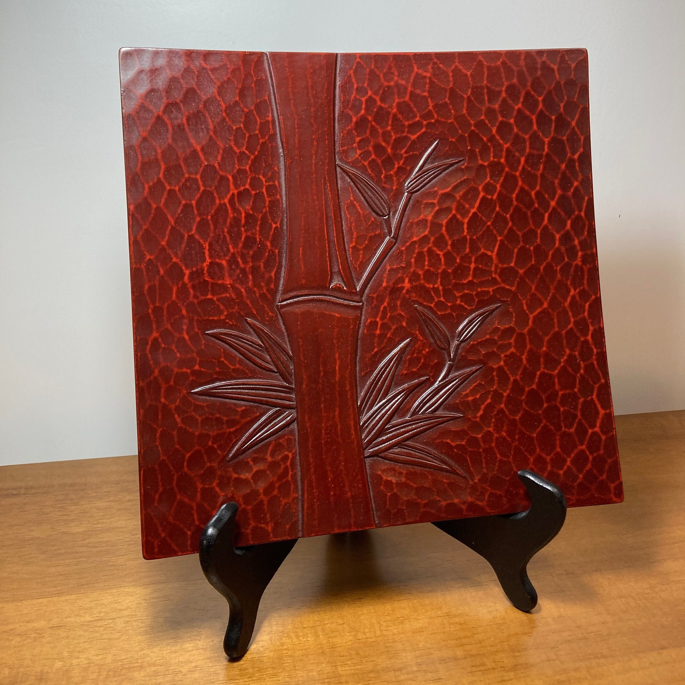 期間限定1000円off！ 鎌倉彫 木製花模様トレイ 48×30cm 奈良一刀彫 雛人形 鎌田麦風 立雛 - 生活骨董と古布の