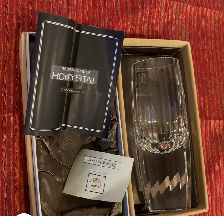 HOYACRYSTAL 玻璃 千筋金彩 箸洗2客 縁純金 元箱　250707E1 Japanese Hoya Crystal Sake | Classic Hoya With Signature