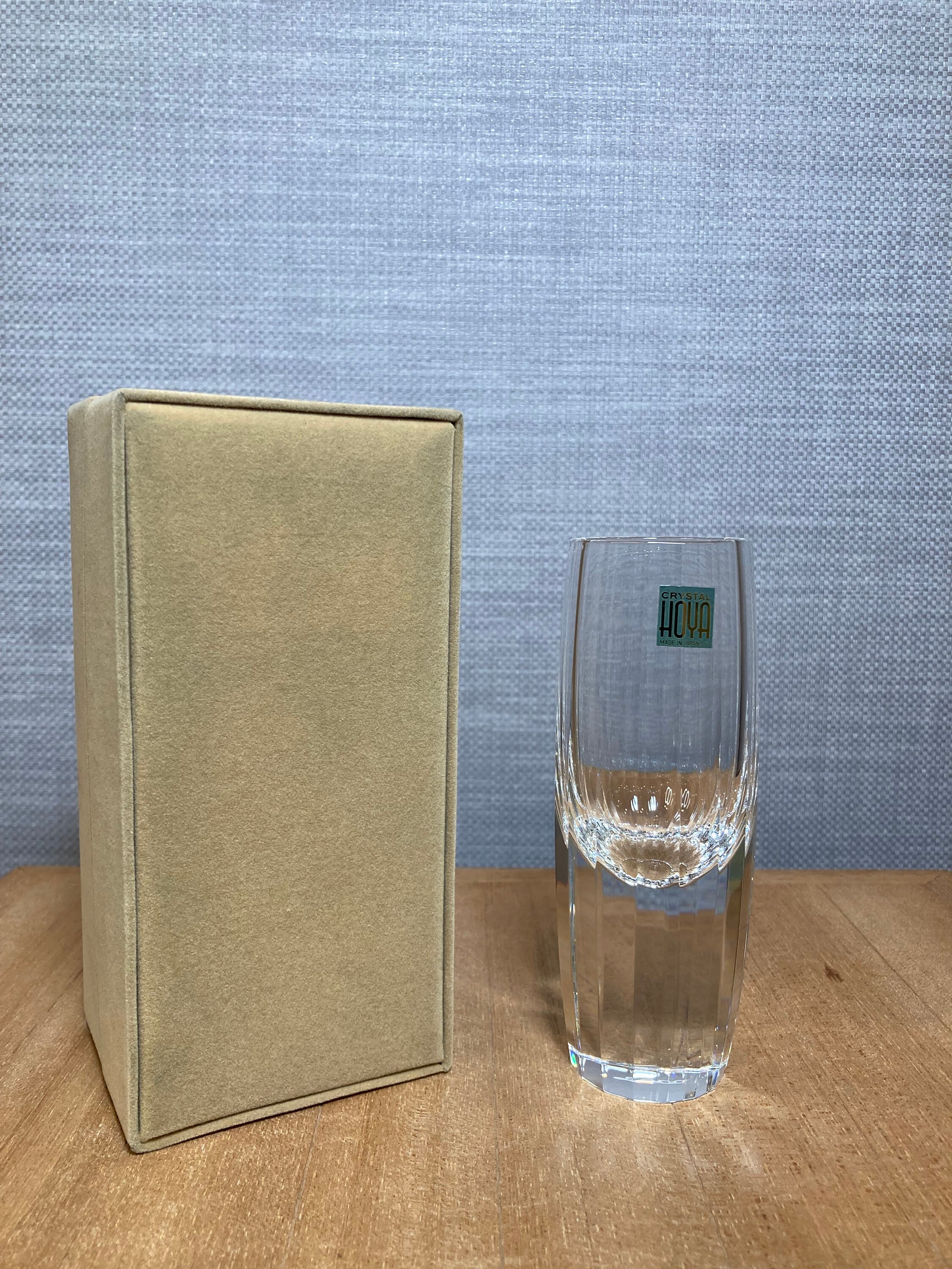 HOYACRYSTAL 玻璃 千筋金彩 箸洗2客 縁純金 元箱　250707E1 Japanese Hoya Crystal Sake | Classic Hoya With Signature