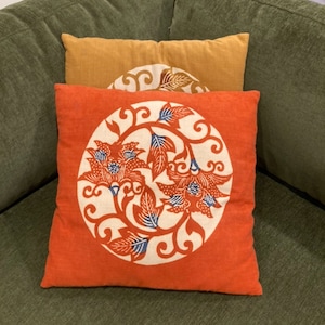 Pillow Case for Zabuton or Throw Pillow (Orange Square Japanese Style Pillow Case)