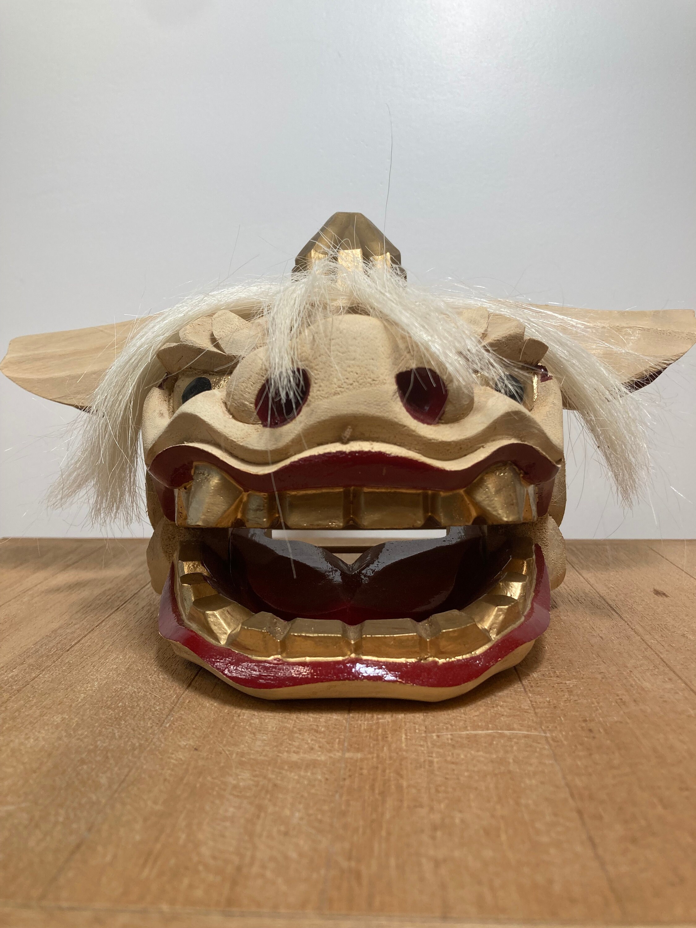 Large Japanese Lion's Head (shishigashira) Wood Kaga Lion| Folk