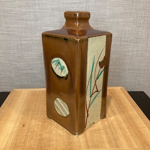 Japanese Mashiko Ceramic Flower Vase. Likely Shoji Hamada rectangular Vase