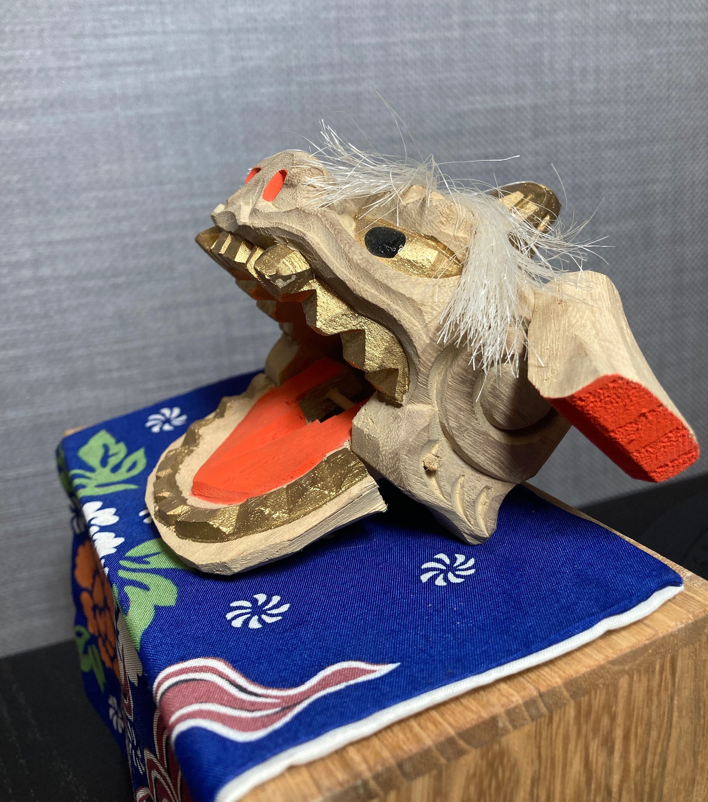 Japanese Lion's Head (shishigashira) Birchwood Kaga Lion| Handmade